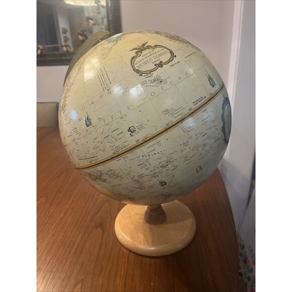 12" Raised Globe Hardwood Wood Base Replogle World Classic Series vintage style - Picture 1 of 5
